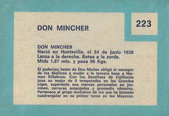 1967 Topps Venezuelan #223 Don Mincher Back