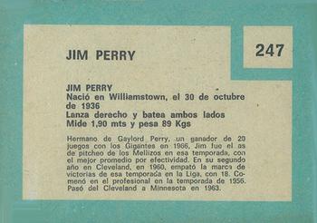 1967 Topps Venezuelan #247 Jim Perry Back