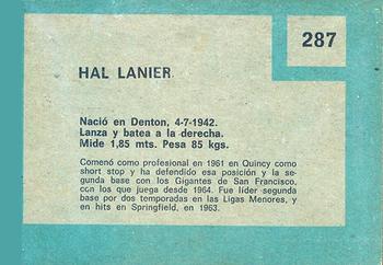1967 Topps Venezuelan #287 Hal Lanier Back