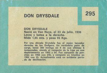 1967 Topps Venezuelan #295 Don Drysdale Back