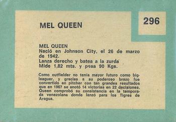 1967 Topps Venezuelan #296 Mel Queen Back