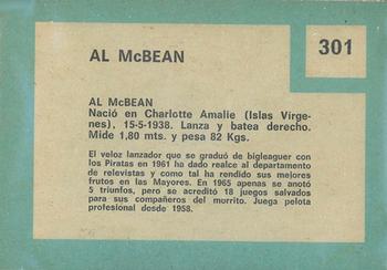 1967 Topps Venezuelan #301 Al McBean Back