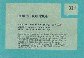 1967 Topps Venezuelan #331 Deron Johnson Back