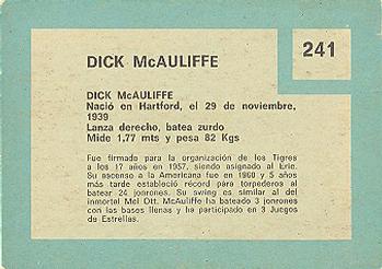 1967 Topps Venezuelan #241 Dick McAuliffe Back