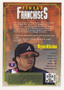 1996 Finest #333 Ryan Klesko Back