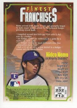 1996 Finest #232 Hideo Nomo Back