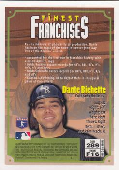 1996 Finest #289 Dante Bichette Back