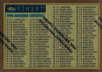 1996 Finest #359 Checklist: 192-359 Front