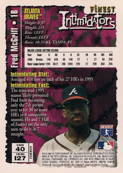 1996 Finest #40 Fred McGriff Back