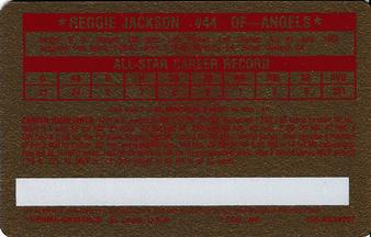1982 Perma-Graphics All-Star Credit Cards - Gold #7 Reggie Jackson Back