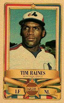 1982 Perma-Graphics All-Star Credit Cards - Gold #13 Tim Raines Front