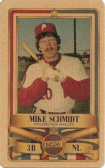 1982 Perma-Graphics All-Star Credit Cards - Gold #17 Mike Schmidt Front