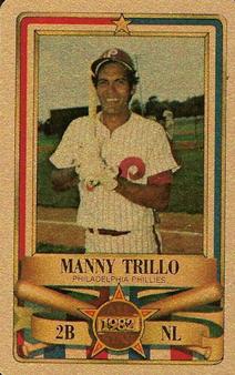 1982 Perma-Graphics All-Star Credit Cards - Gold #18 Manny Trillo Front