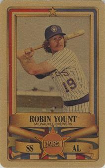 1982 Perma-Graphics All-Star Credit Cards - Gold #4 Robin Yount Front