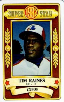1982 Perma-Graphics Super Star Credit Cards #150-SS8206 Tim Raines Front