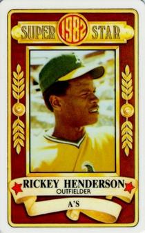 1982 Perma-Graphics Super Star Credit Cards #150-SS8223 Rickey Henderson Front