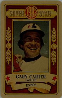 1982 Perma-Graphics Super Star Credit Cards - Gold #150-SS8204 Gary Carter Front