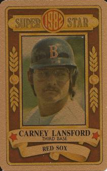 1982 Perma-Graphics Super Star Credit Cards - Gold #150-SS8215 Carney Lansford Front
