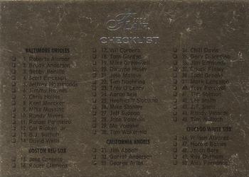 1996 Flair #396 Checklist: 1-92 Front