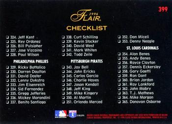 1996 Flair #399 Checklist: 273-365 Back