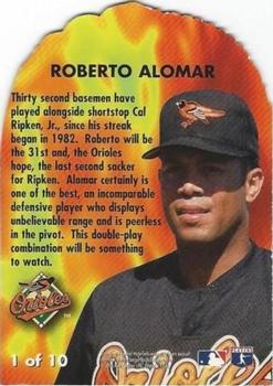 1996 Flair - Hot Gloves #1 Roberto Alomar Back