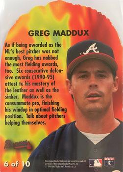 1996 Flair - Hot Gloves #6 Greg Maddux Back