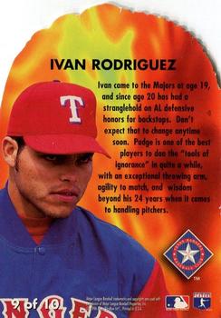 1996 Flair - Hot Gloves #9 Ivan Rodriguez Back