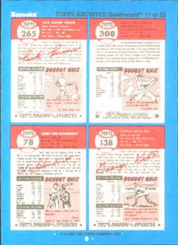 1992 Topps Bazooka Archives Quadracards #11 Carl Erskine / Jackie Jensen / George Kell / Red Schoendienst Back