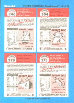 1992 Topps Bazooka Archives Quadracards #19 Lou Boudreau / Roy Face / Harvey Haddix / Bill Rigney Back
