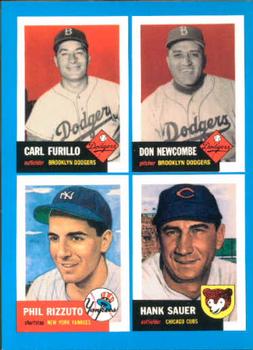 1992 Topps Bazooka Archives Quadracards #2 Carl Furillo / Don Newcombe / Phil Rizzuto / Hank Sauer Front