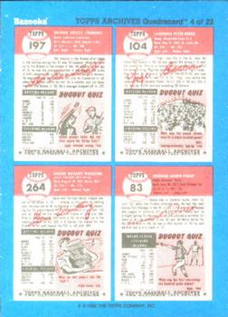 1992 Topps Bazooka Archives Quadracards #4 Yogi Berra / Del Crandall / Howie Pollet / Gene Woodling Back