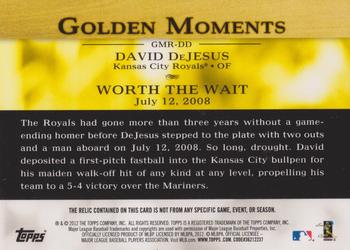 2012 Topps - Golden Moments Relics Gold Sparkle #GMR-DD David DeJesus Back