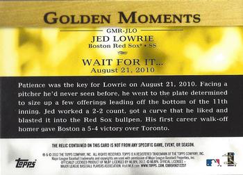2012 Topps - Golden Moments Relics Gold Sparkle #GMR-JLO Jed Lowrie Back