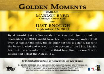 2012 Topps - Golden Moments Relics Gold Sparkle #GMR-MB Marlon Byrd Back