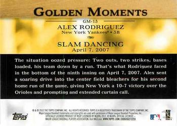 2012 Topps - Golden Moments (Series 2) #GM-13 Alex Rodriguez Back