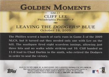 2012 Topps - Golden Moments (Series 2) #GM-17 Cliff Lee Back