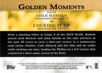 2012 Topps - Golden Moments (Series 2) #GM-18 Cole Hamels Back