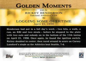 2012 Topps - Golden Moments (Series 2) #GM-34 Rickey Henderson Back