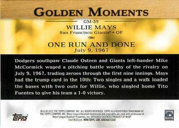 2012 Topps - Golden Moments (Series 2) #GM-39 Willie Mays Back