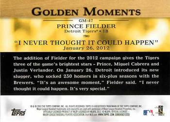 2012 Topps - Golden Moments (Series 2) #GM-47 Prince Fielder Back