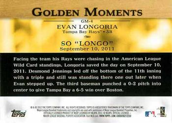 2012 Topps - Golden Moments (Series 2) #GM-4 Evan Longoria Back