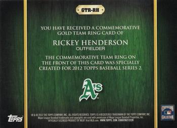 2012 Topps - Team Rings #GTR-RH Rickey Henderson Back