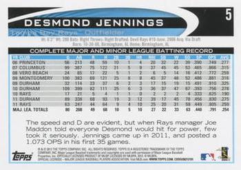 2012 Topps - Purple #5 Desmond Jennings Back