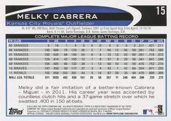 2012 Topps - Purple #15 Melky Cabrera Back