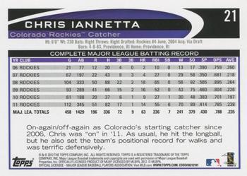 2012 Topps - Purple #21 Chris Iannetta Back