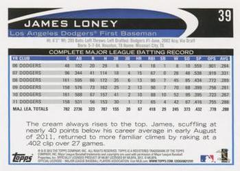 2012 Topps - Purple #39 James Loney Back