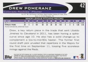 2012 Topps - Purple #42 Drew Pomeranz Back