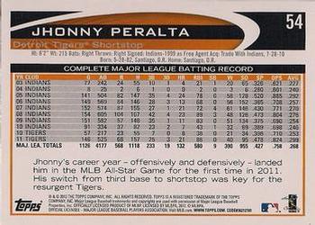 2012 Topps - Purple #54 Jhonny Peralta Back