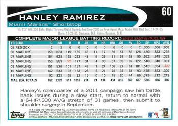 2012 Topps - Purple #60 Hanley Ramirez Back