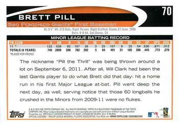 2012 Topps - Purple #70 Brett Pill Back